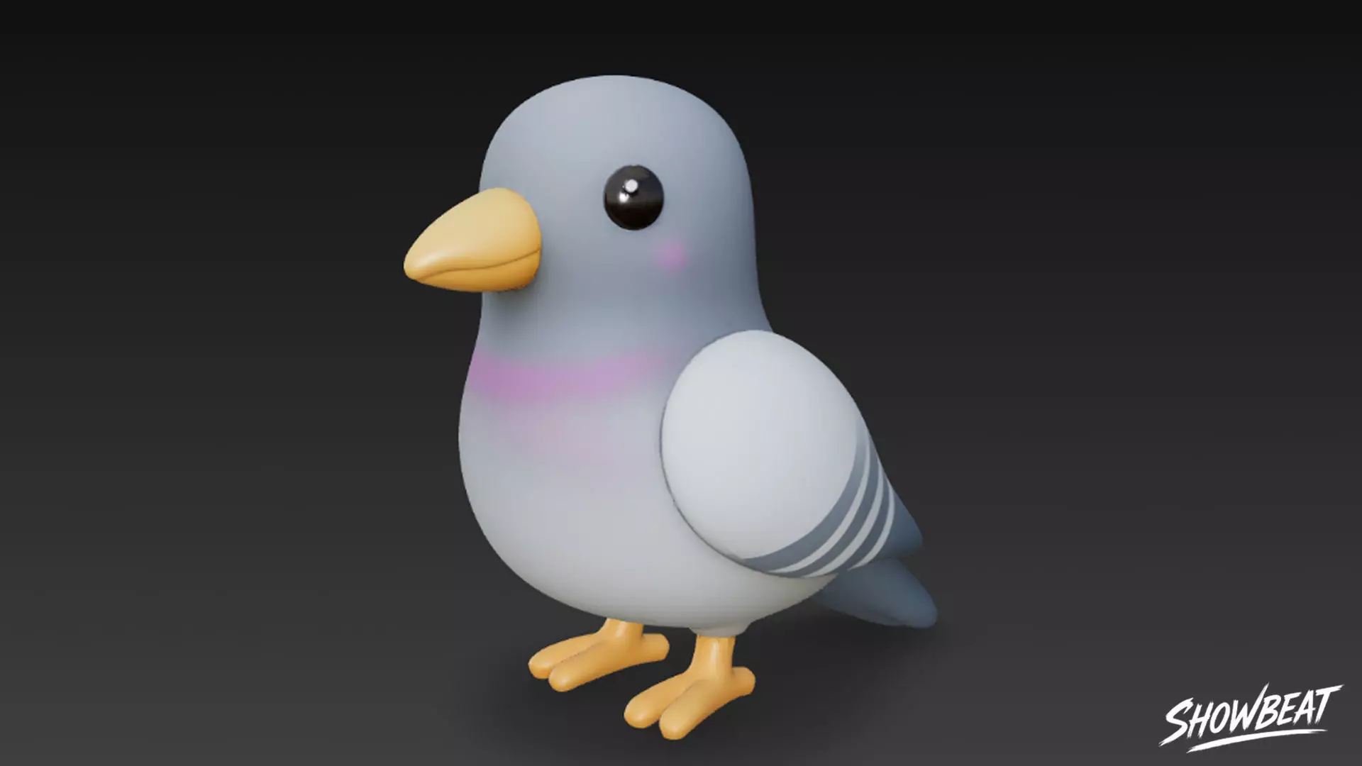 Cartoon Plush Pigeon Low-poly 3D model_1