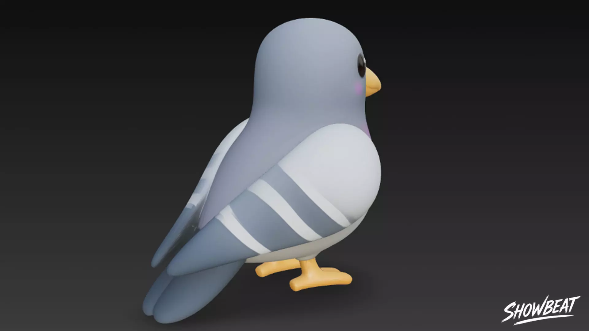 Cartoon Plush Pigeon Low-poly 3D model_4