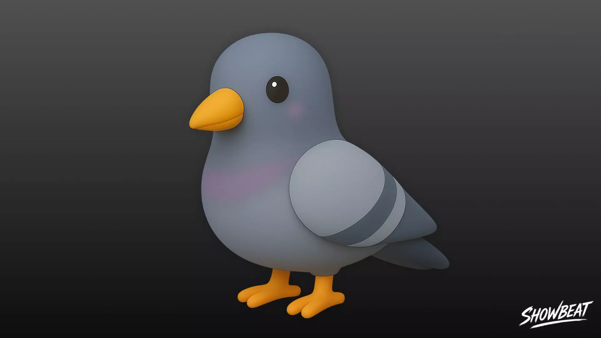 Cartoon Plush Pigeon Low-poly 3D model_0