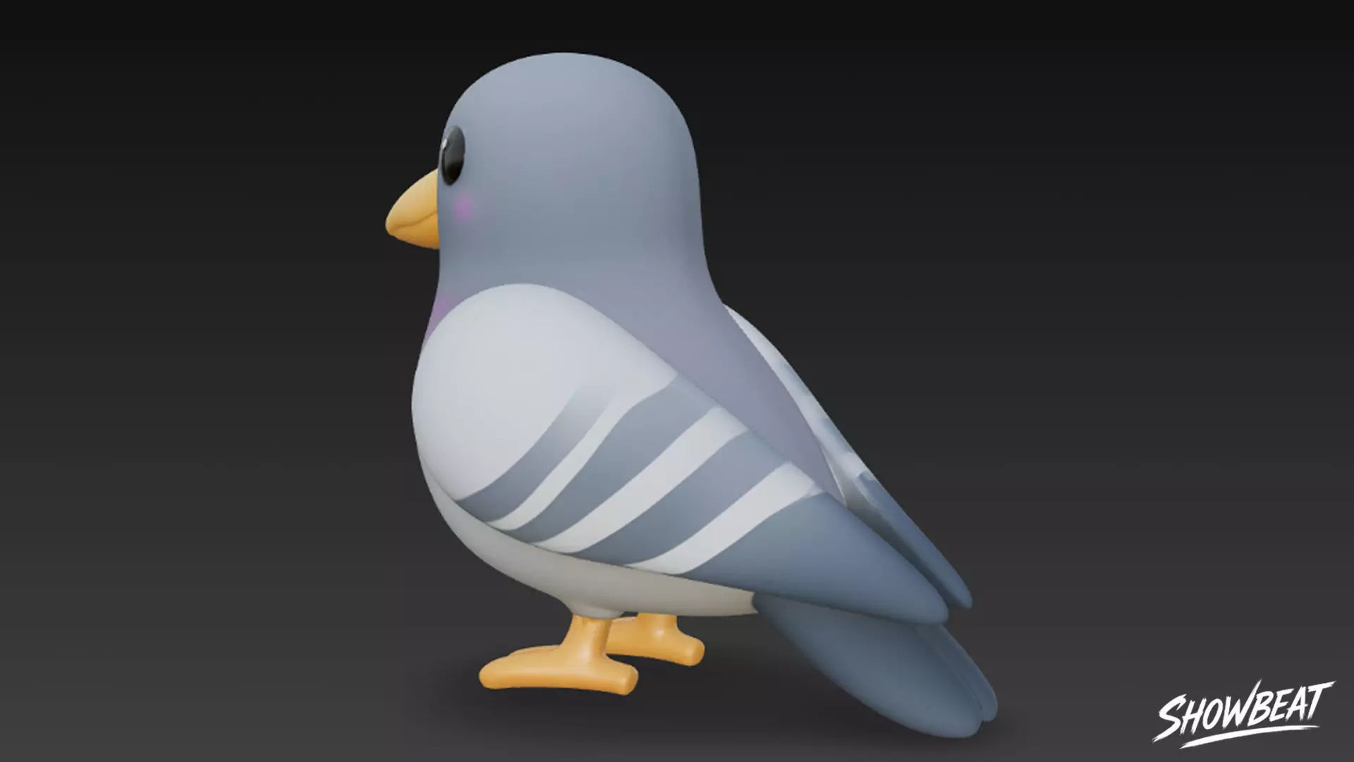 Cartoon Plush Pigeon Low-poly 3D model_5