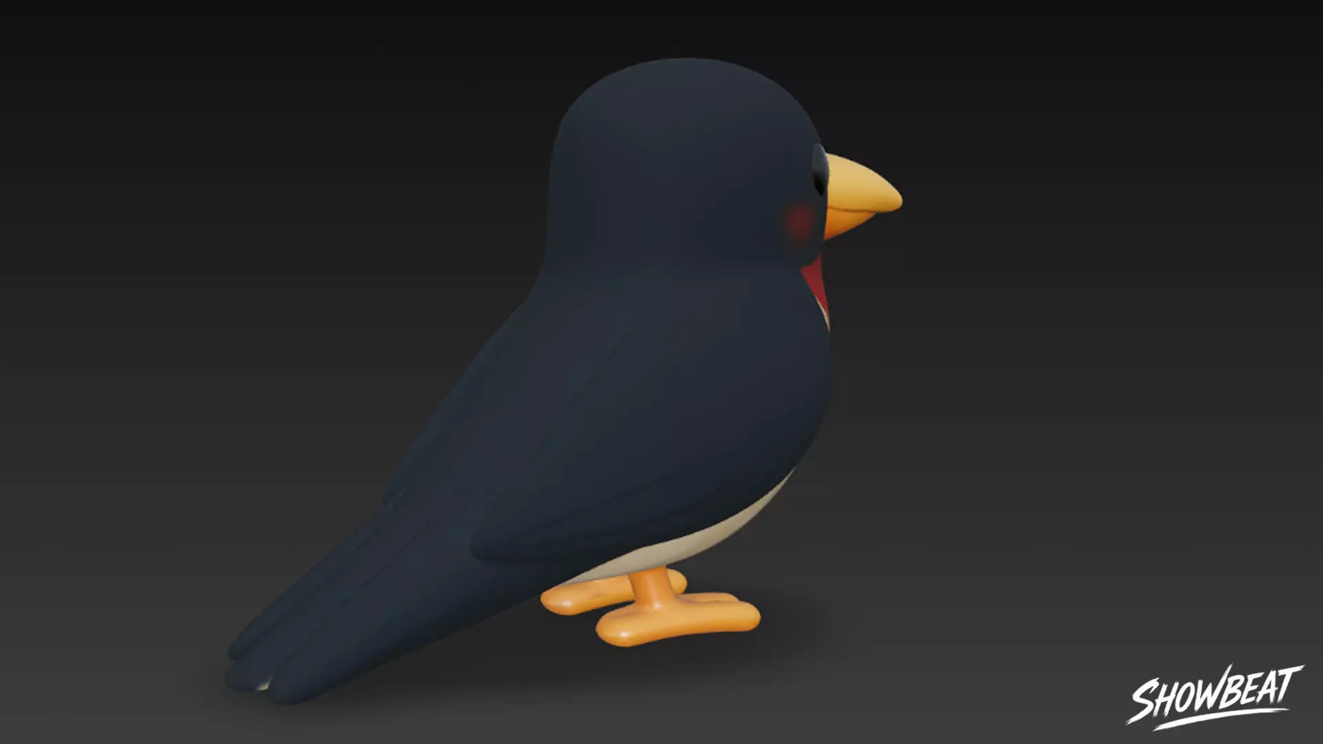 Cartoon Plush Swallow Low-poly 3D model_4