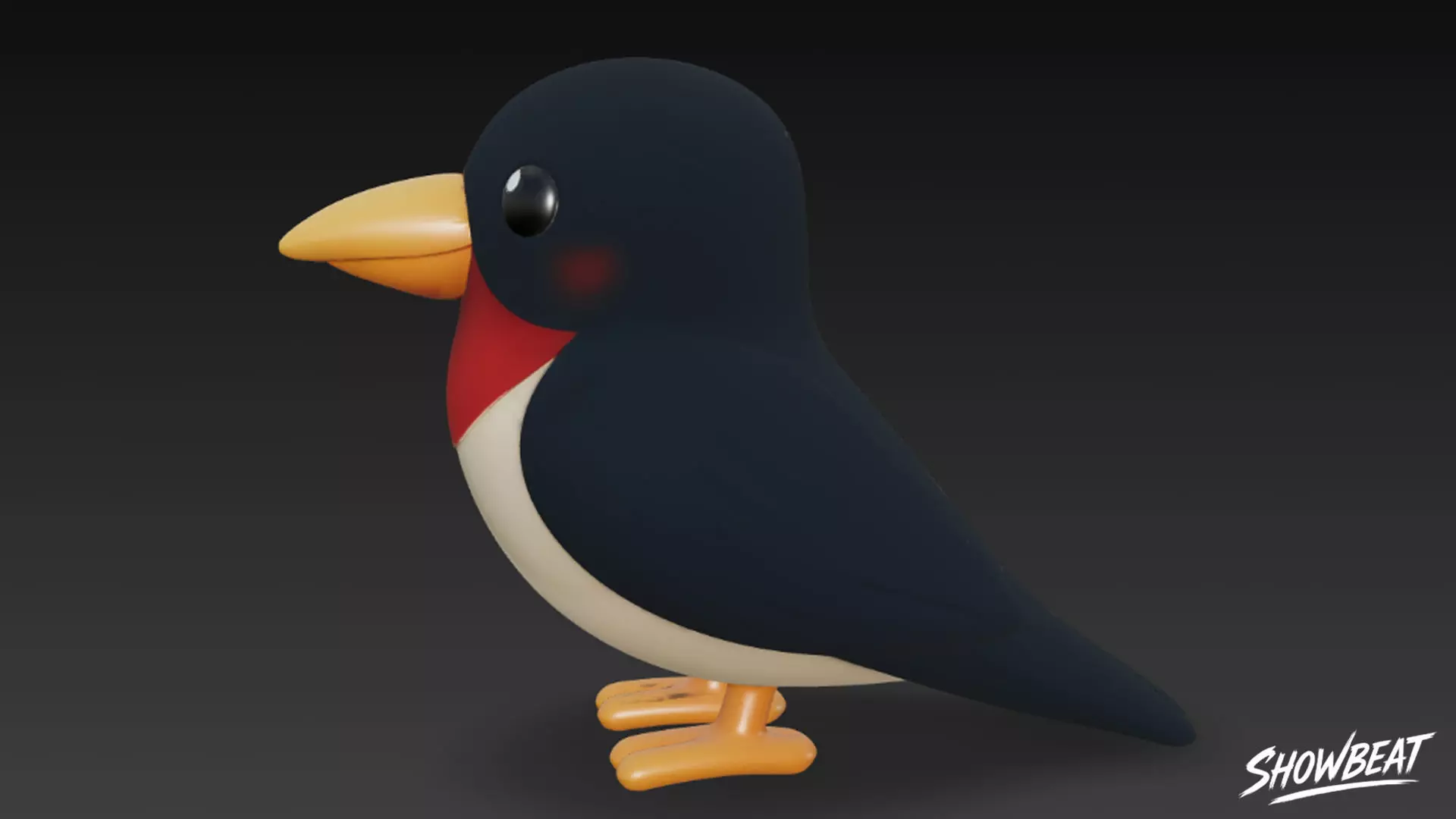 Cartoon Plush Swallow Low-poly 3D model_2