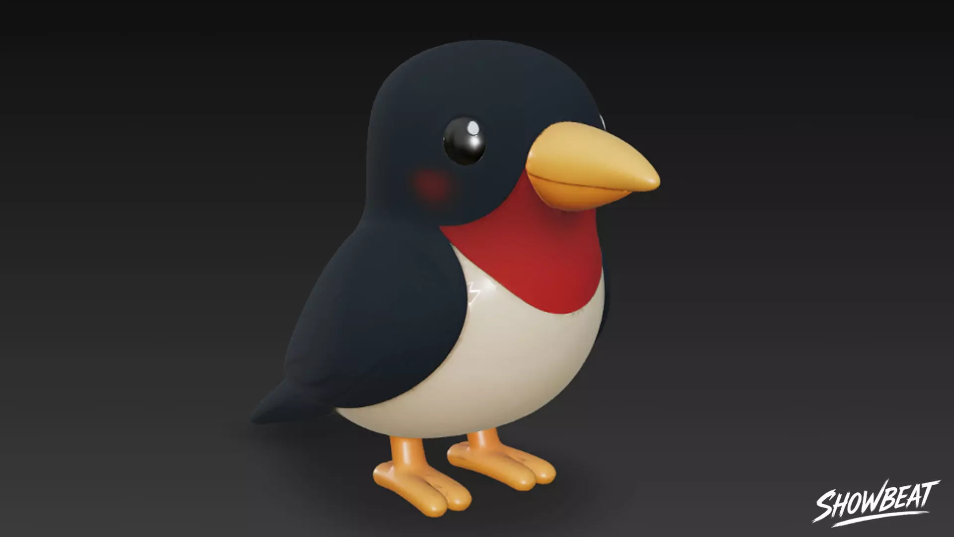 Cartoon Plush Swallow Low-poly 3D model_5