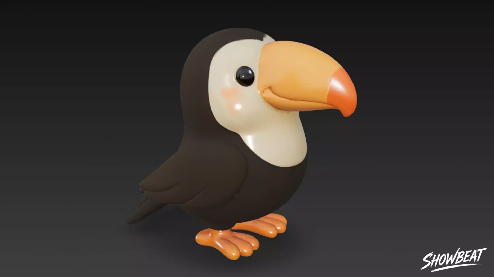 Cartoon Plush Toucan Low-poly 3D model_3