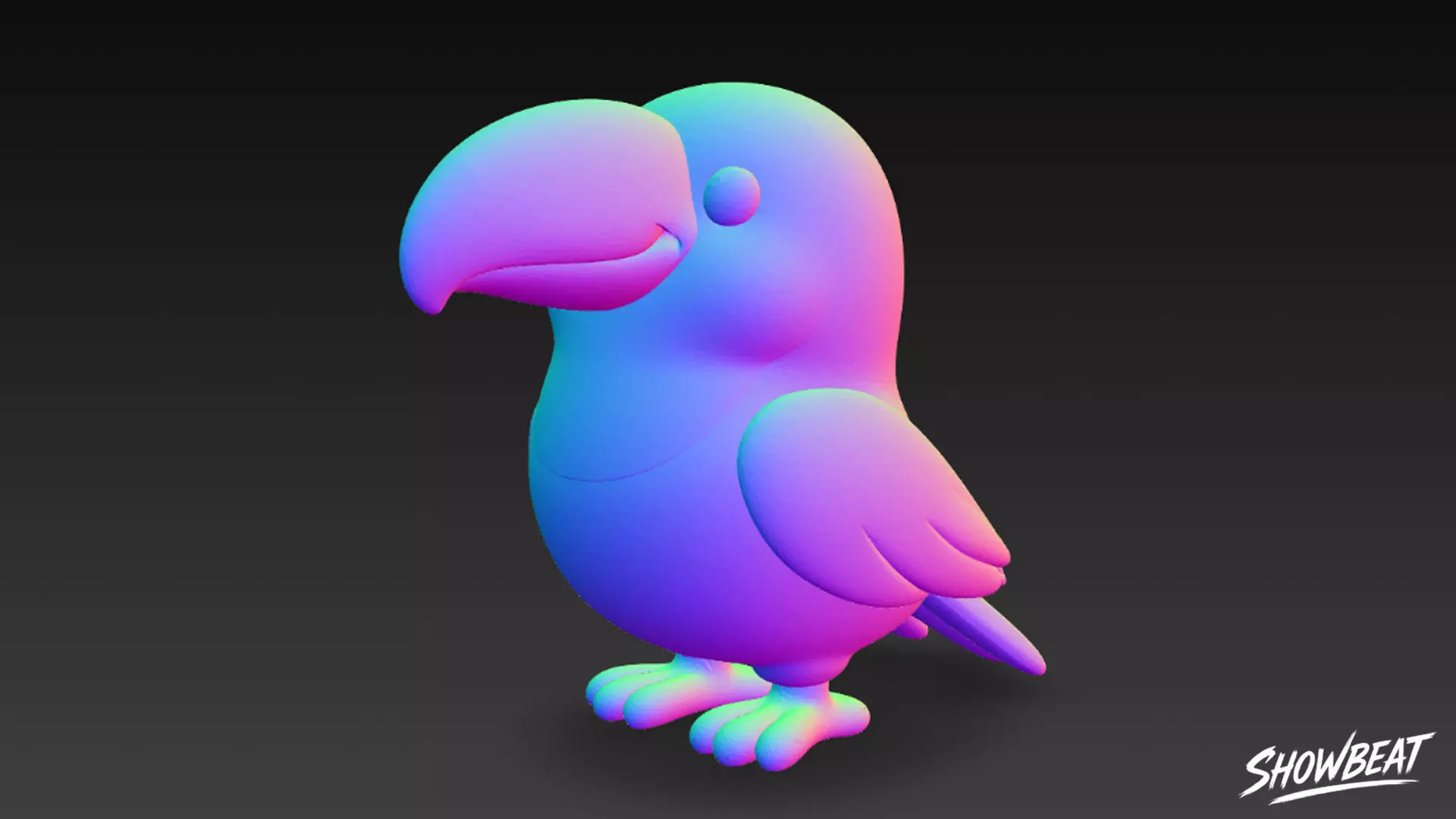 Cartoon Plush Toucan Low-poly 3D model_8