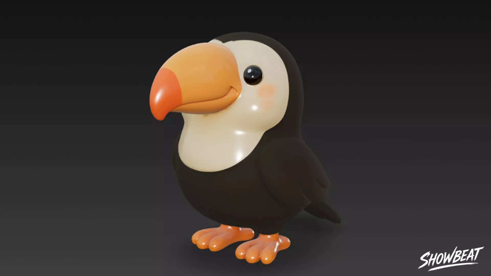 Cartoon Plush Toucan Low-poly 3D model_1