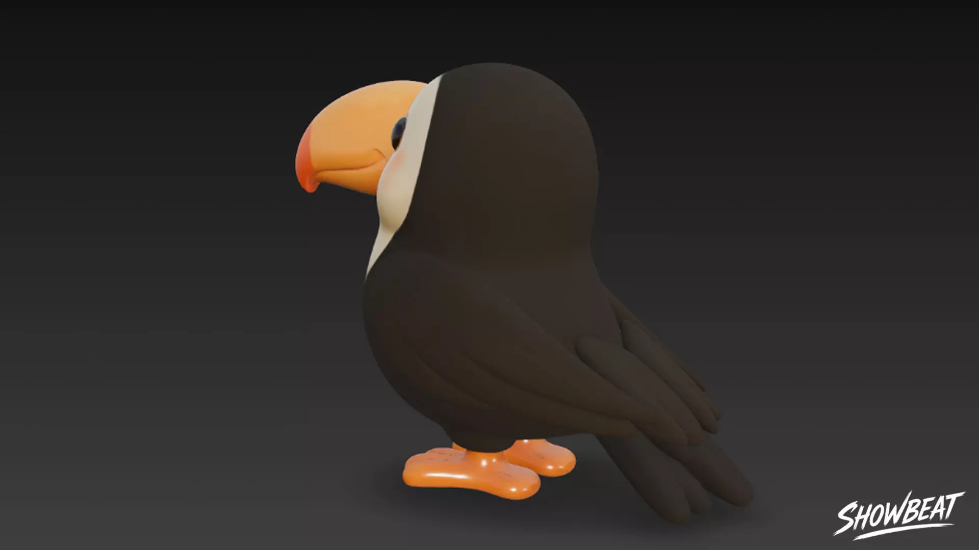 Cartoon Plush Toucan Low-poly 3D model_5