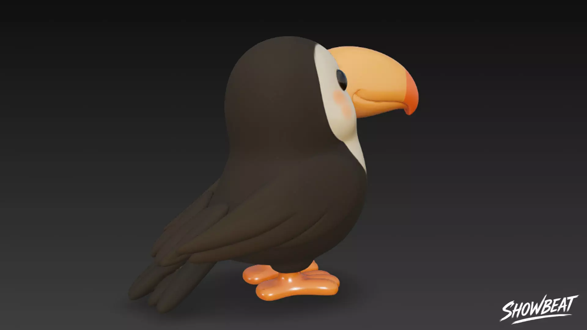 Cartoon Plush Toucan Low-poly 3D model_4