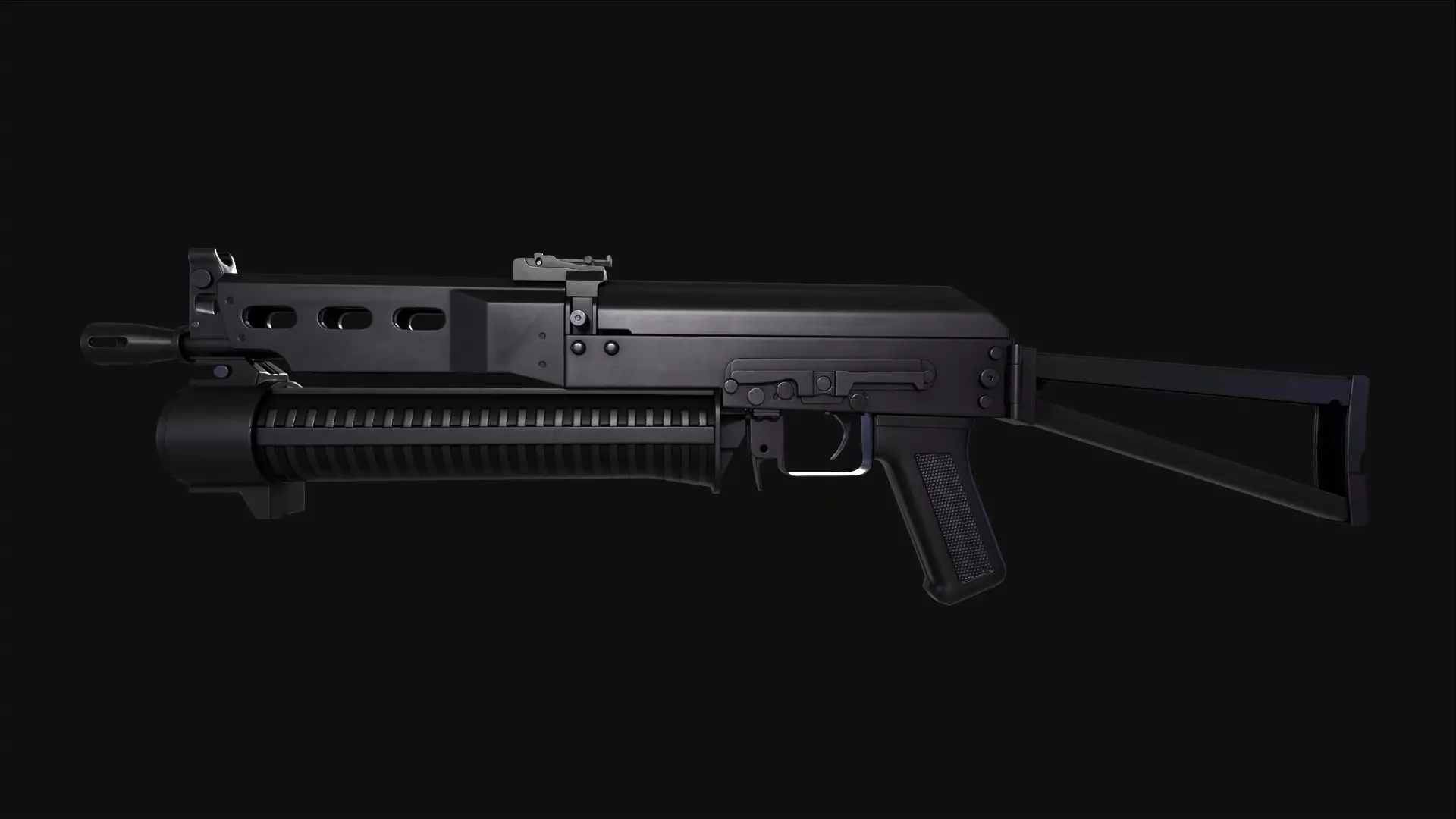 Bizon Submachine Gun Low-poly 3D model_9