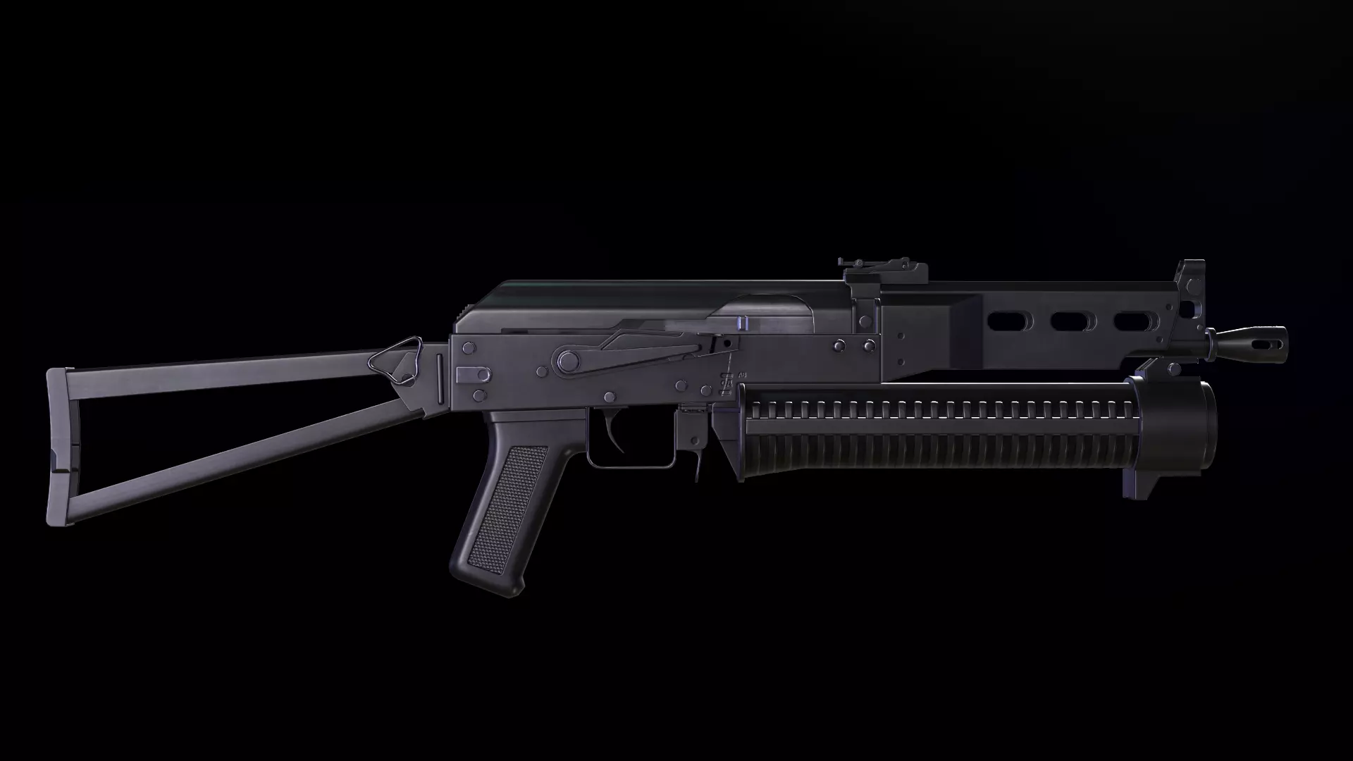 Bizon Submachine Gun Low-poly 3D model_0