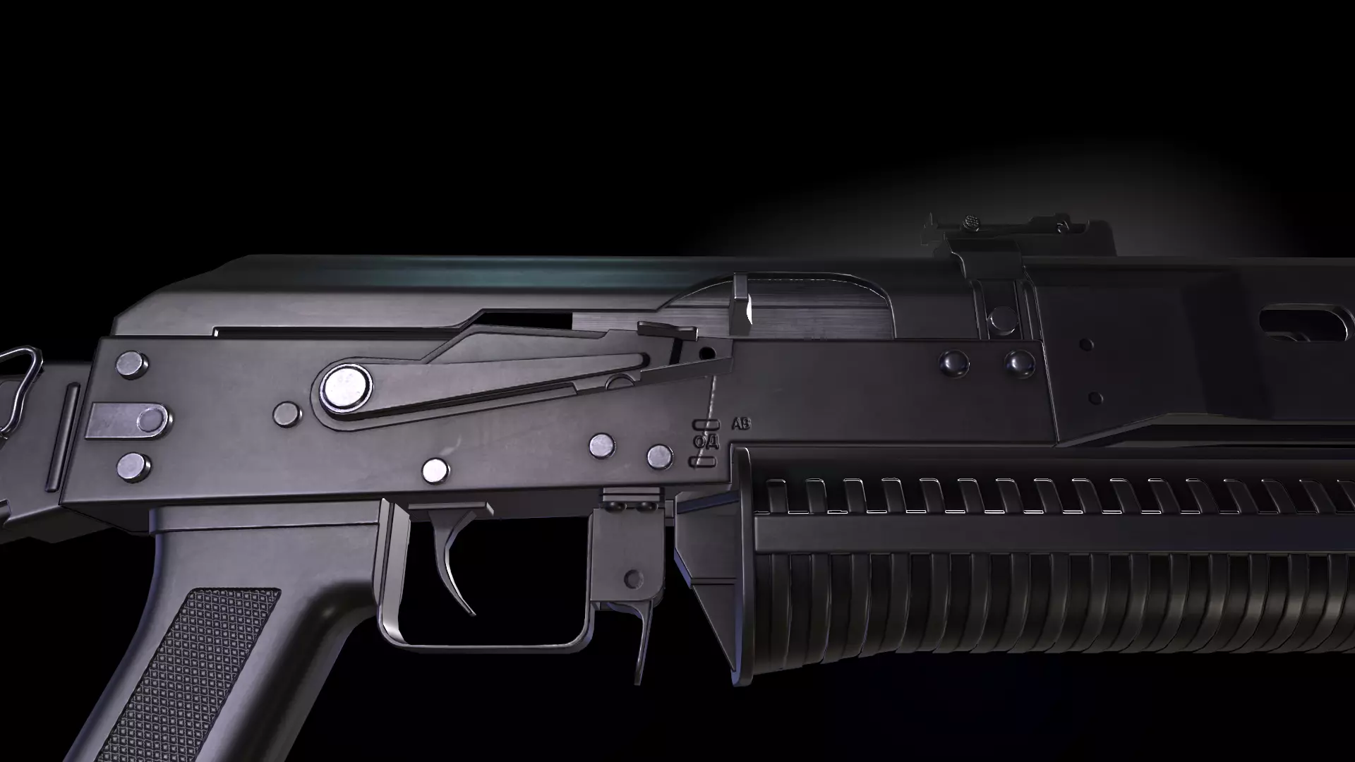 Bizon Submachine Gun Low-poly 3D model_4