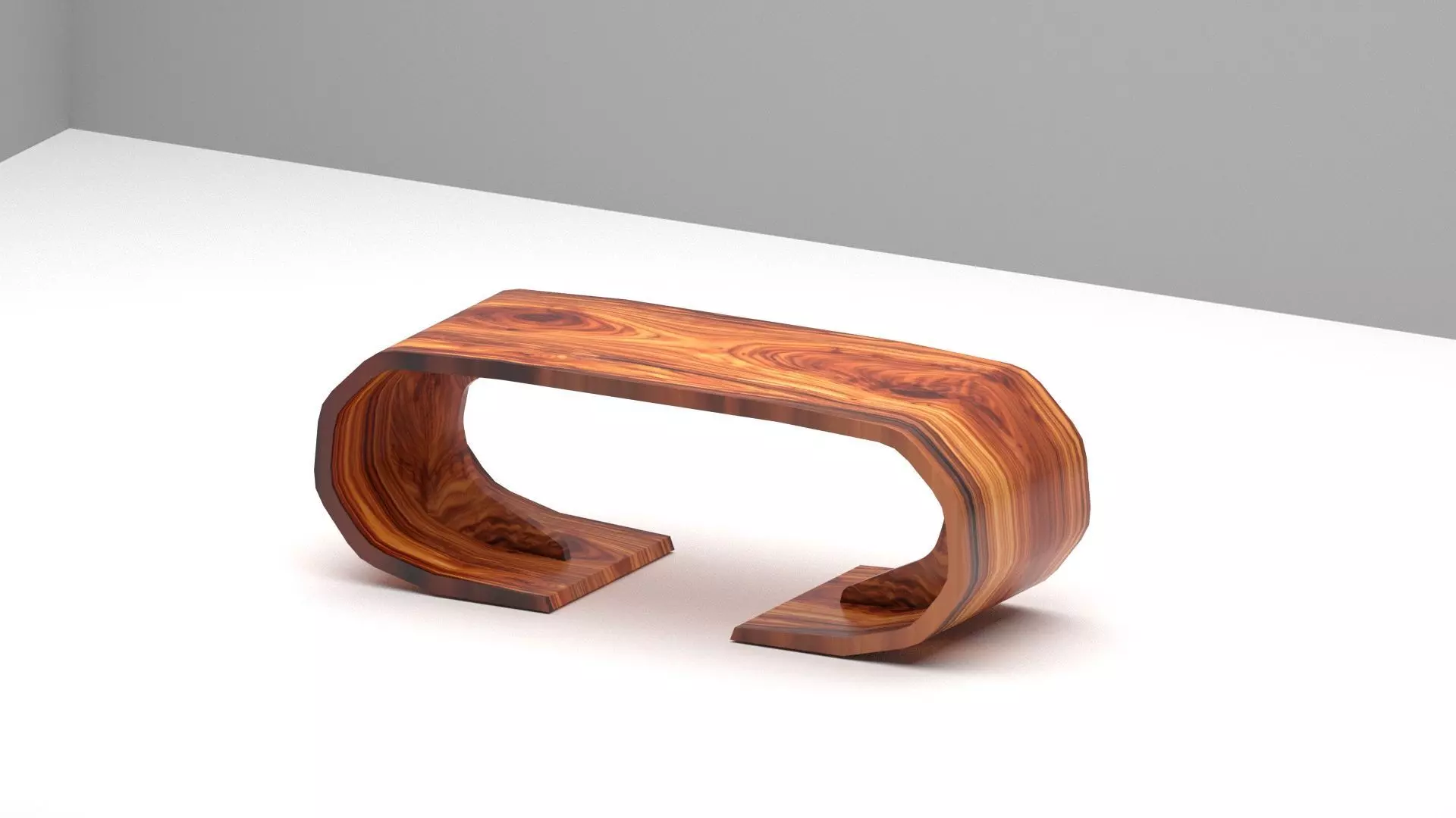 Curved Wooden Coffee Table 3D model_4