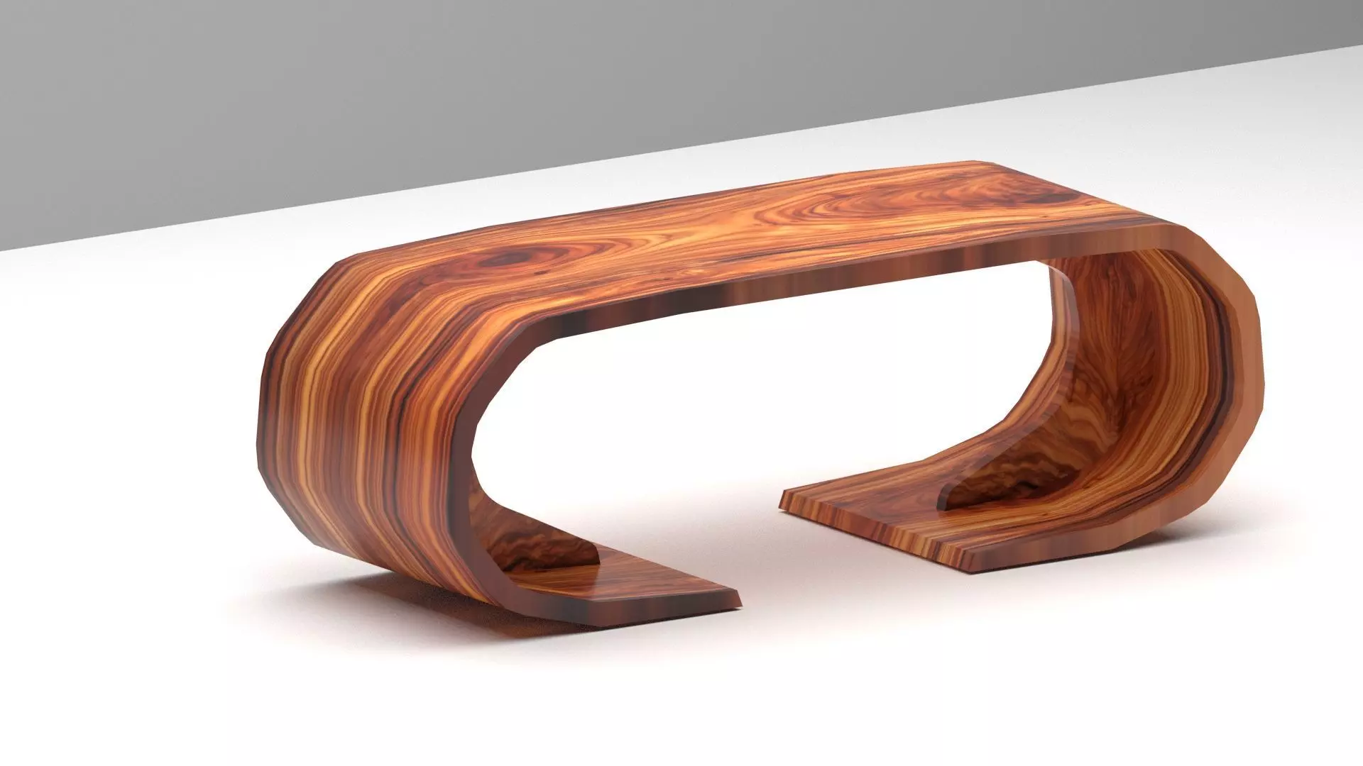 Curved Wooden Coffee Table 3D model_0
