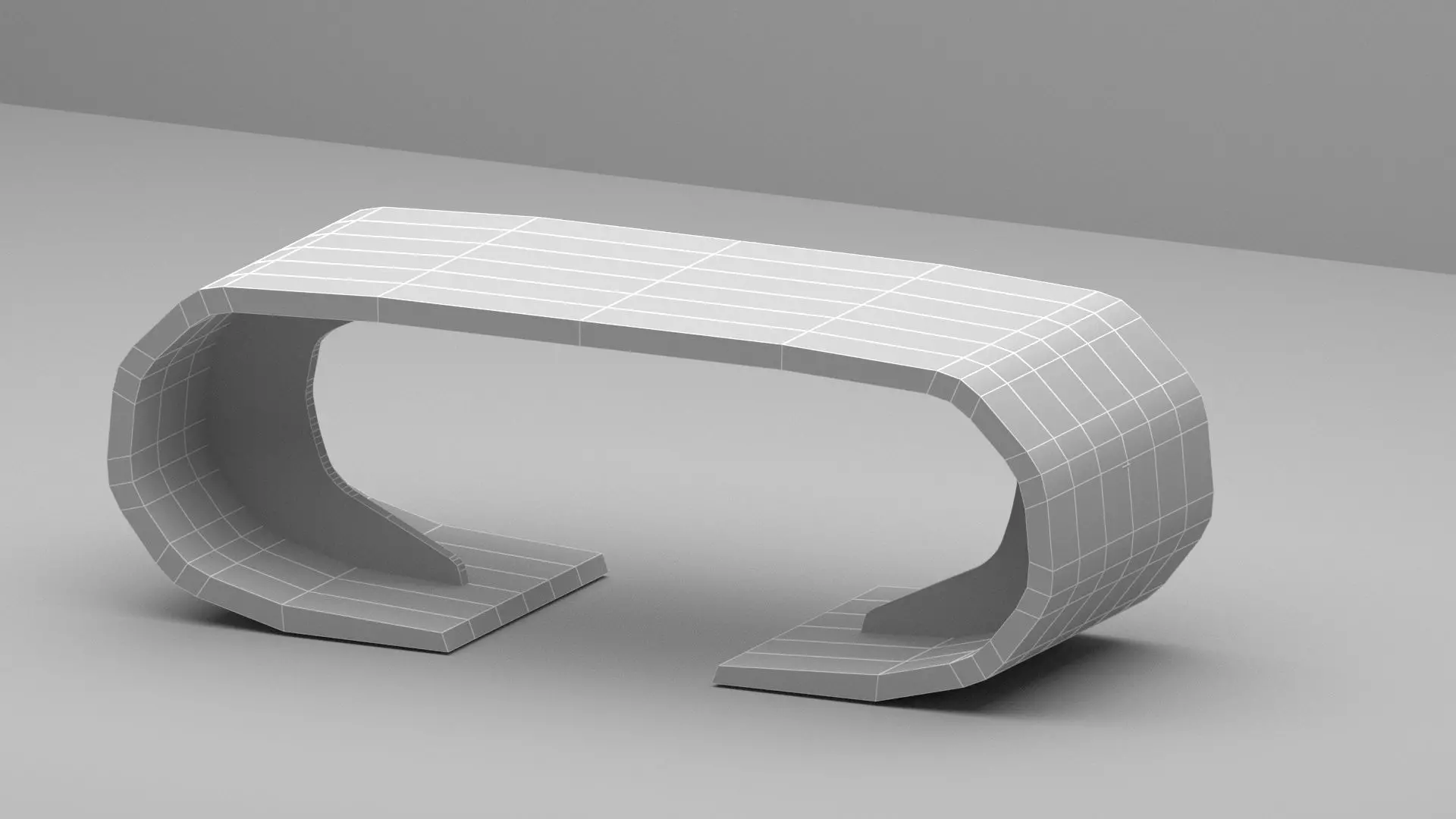 Curved Wooden Coffee Table 3D model_5