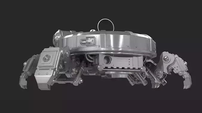 High Poly Sci-Fi Spider Drone Robot 3D Model