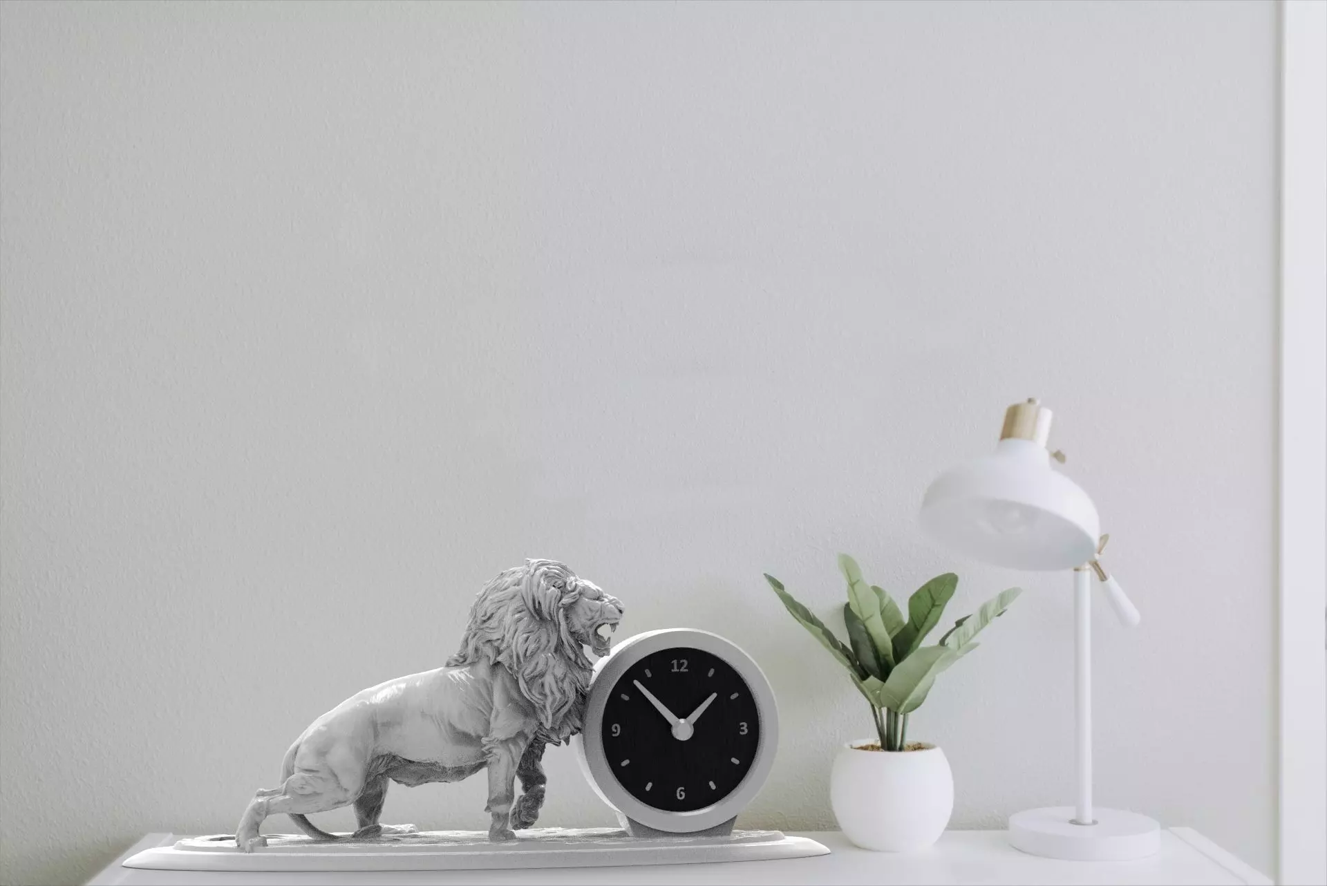 Lion desk clock 3D print model_3
