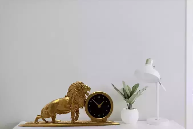 Lion desk clock