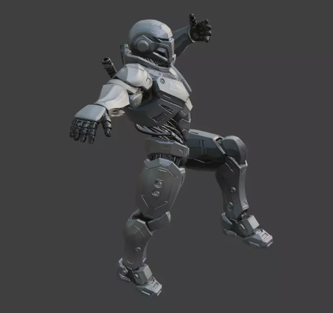 Futuristic Robotic Soldier Rigging 3D Model 3D model_1