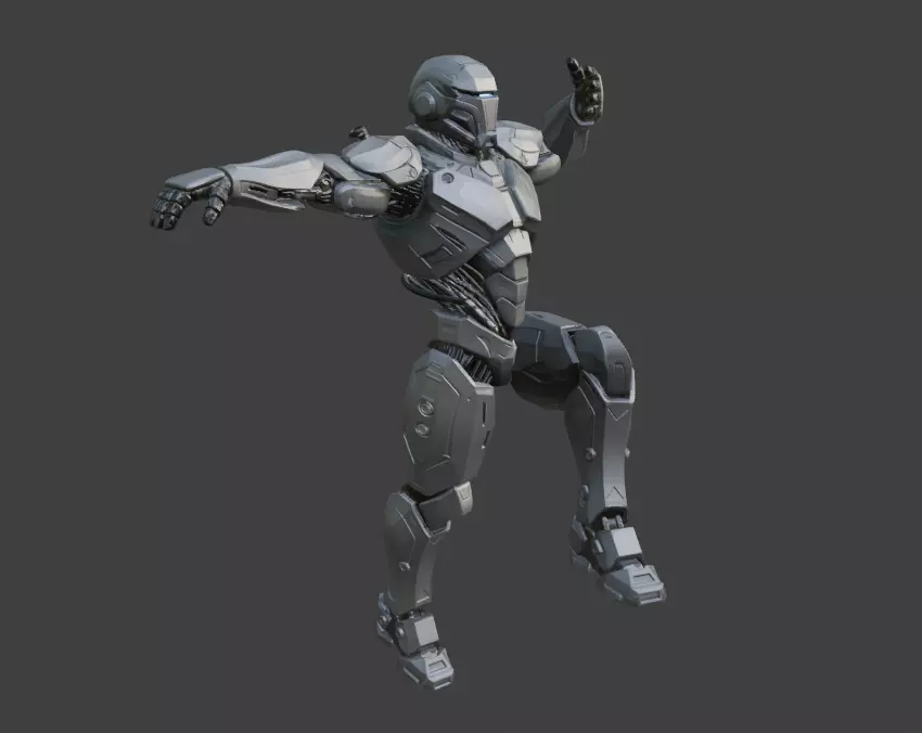 Futuristic Robotic Soldier Rigging 3D Model 3D model_0