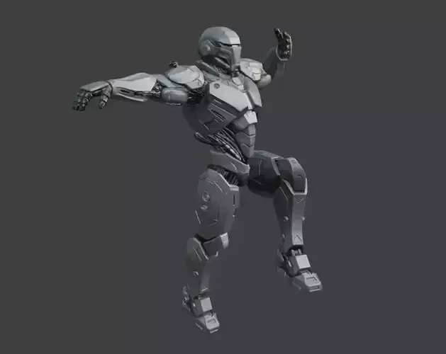 Futuristic Robotic Soldier Rigging 3D Model