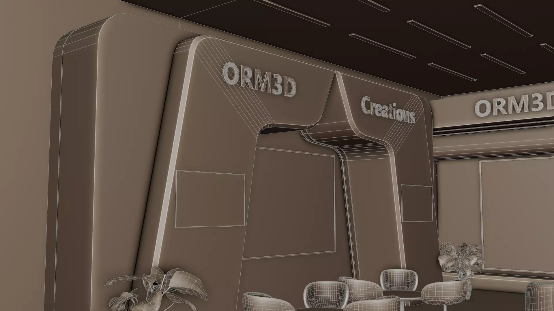 Futuristic Wood Exhibition Booth Design Blender 3D Model 3D model_13