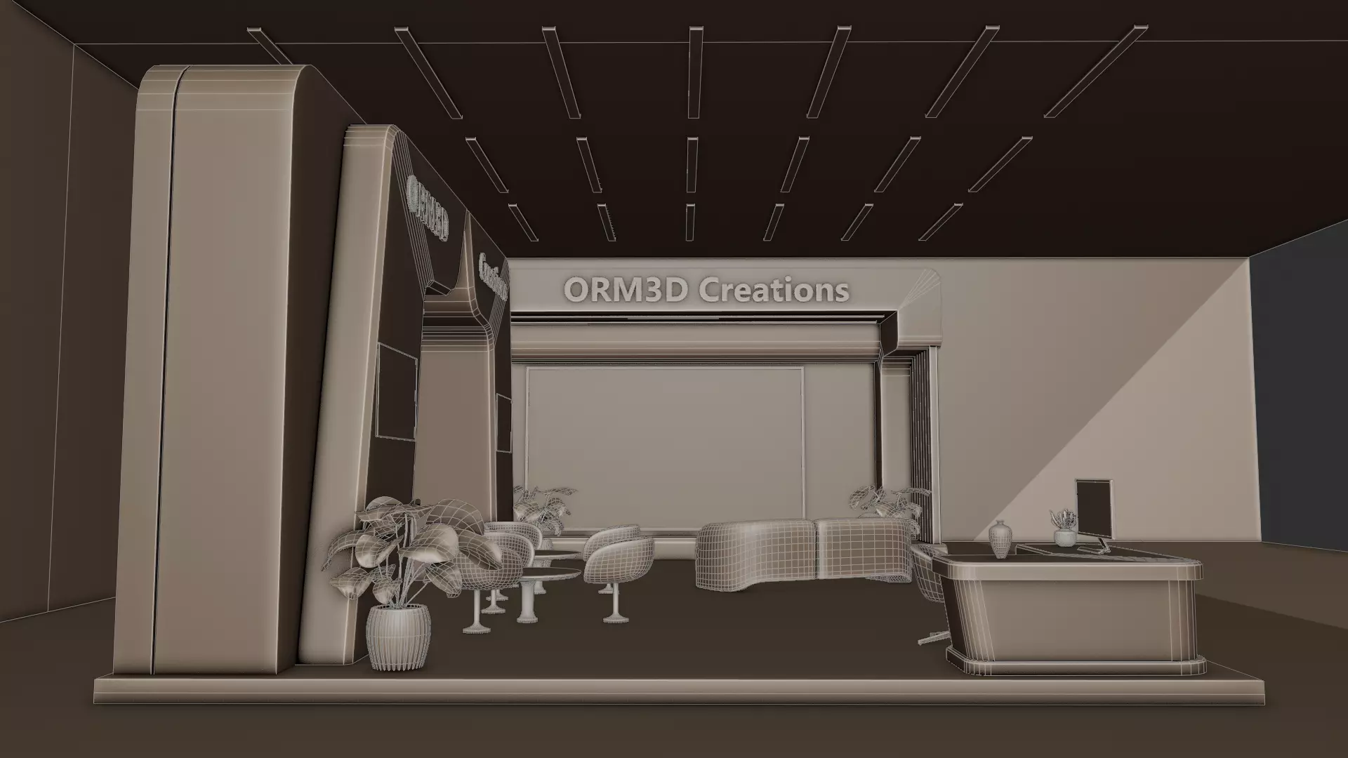 Futuristic Wood Exhibition Booth Design Blender 3D Model 3D model_15
