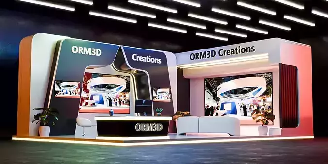 Futuristic Wood Exhibition Booth Design Blender 3D Model 3D model