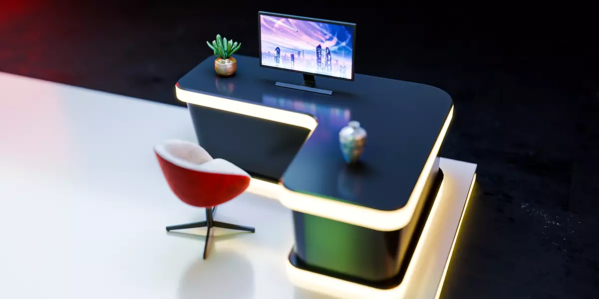 Futuristic Wood Exhibition Booth Design Blender 3D Model 3D model_1