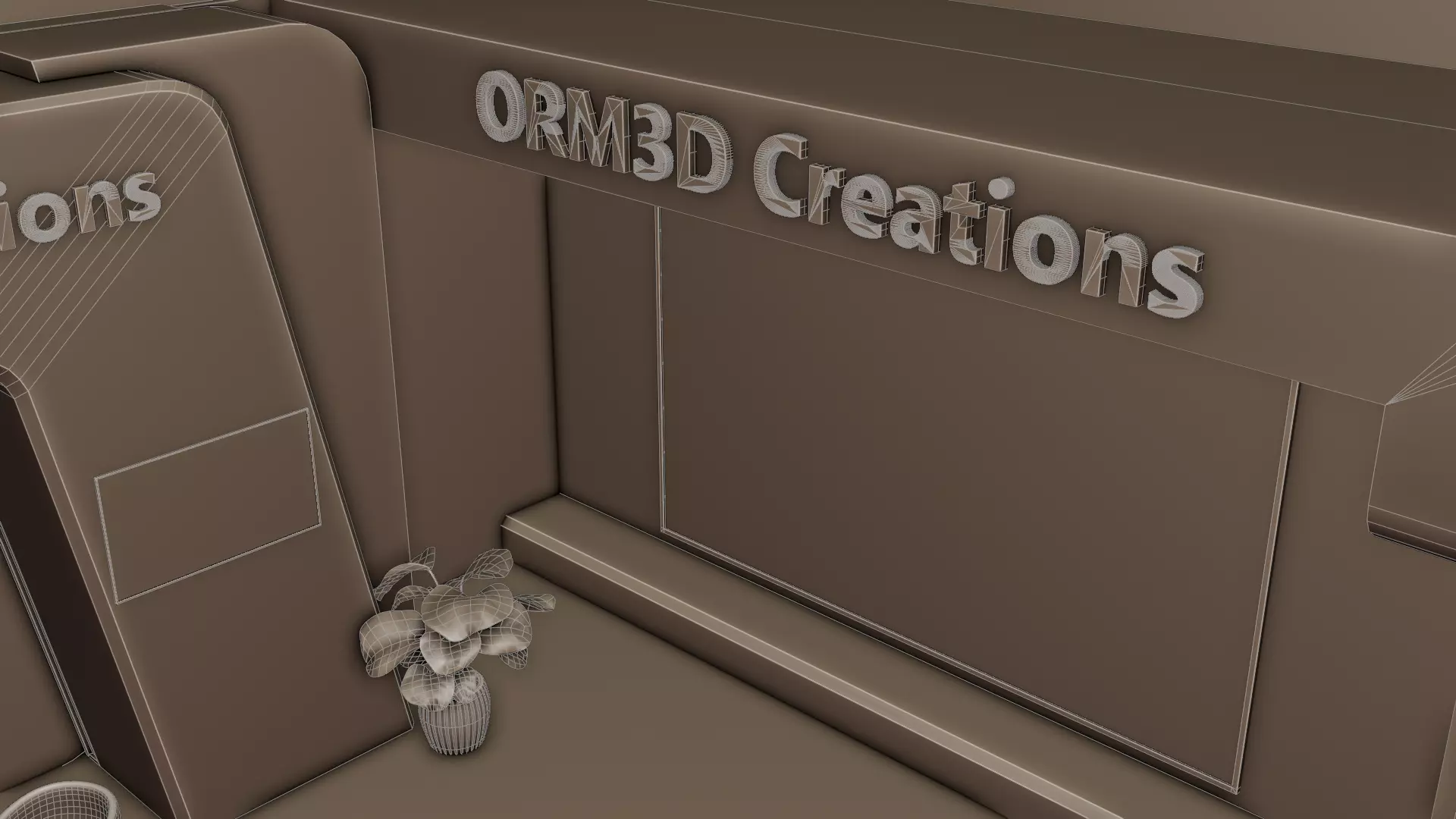 Futuristic Wood Exhibition Booth Design Blender 3D Model 3D model_14