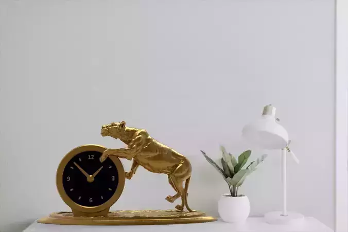 Lion desk clock