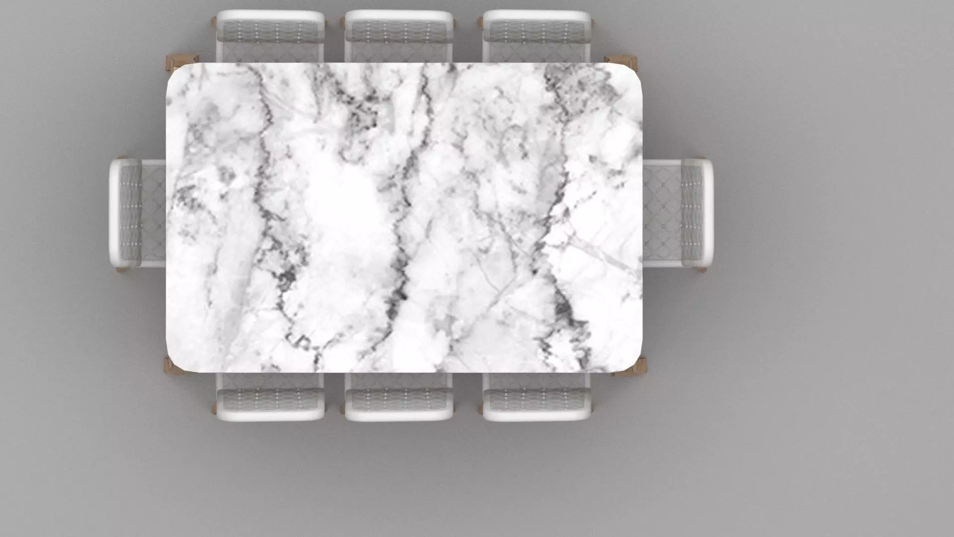 Modern Marble Dining Table Set with 8 Upholstered Chairs 3D model_2