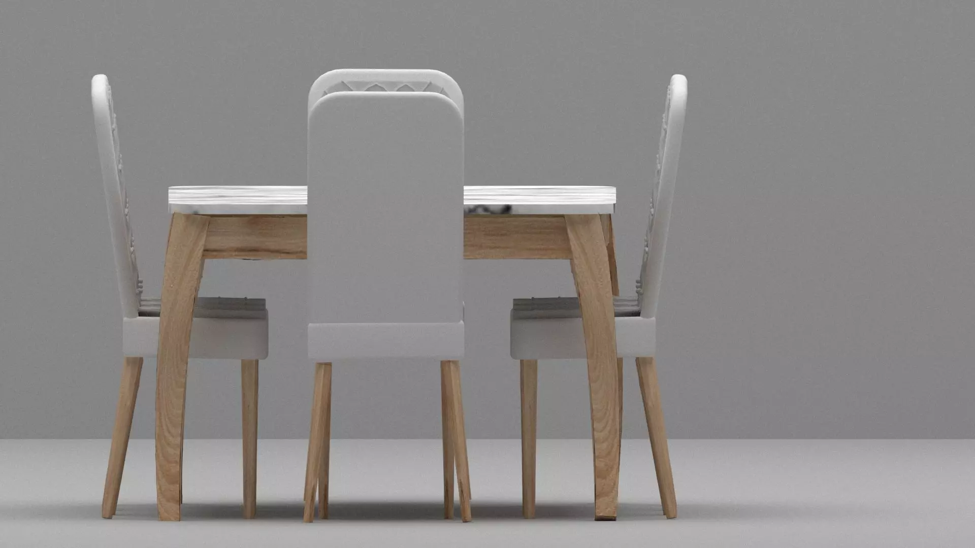 Modern Marble Dining Table Set with 8 Upholstered Chairs 3D model_3