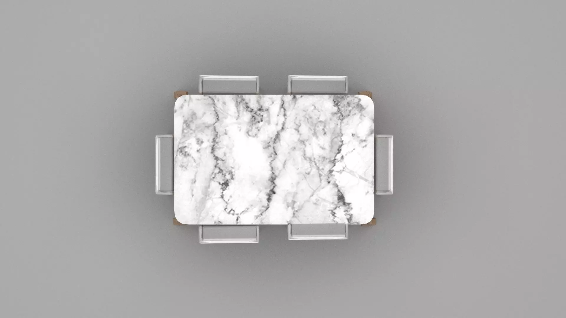 Modern Marble Dining Table Set with 6 Upholstered Chairs 3D model_3