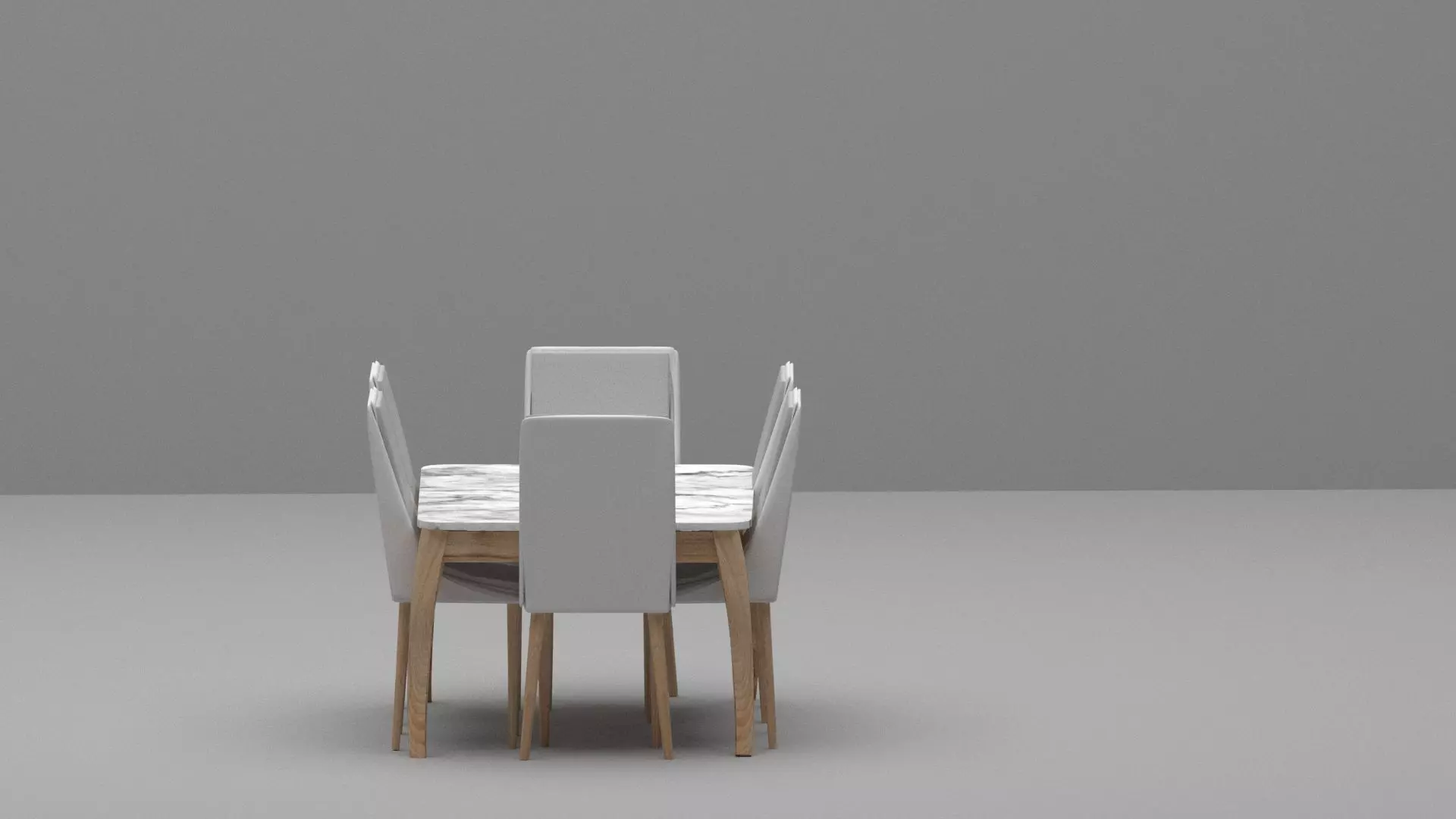 Modern Marble Dining Table Set with 6 Upholstered Chairs 3D model_4