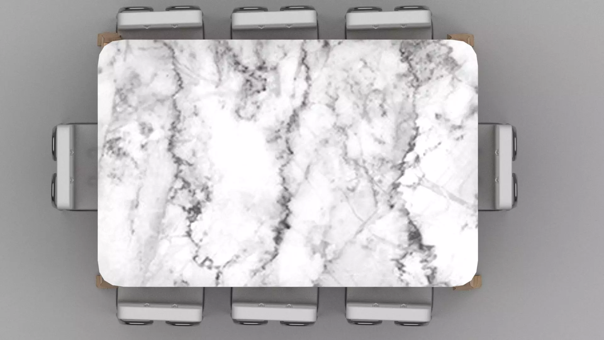 Modern Industrial Marble Dining Table Set with 8  Chairs 3D model_4