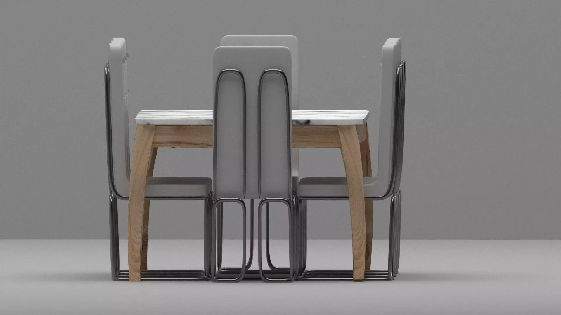 Modern Industrial Marble Dining Table Set with 8  Chairs 3D model_3