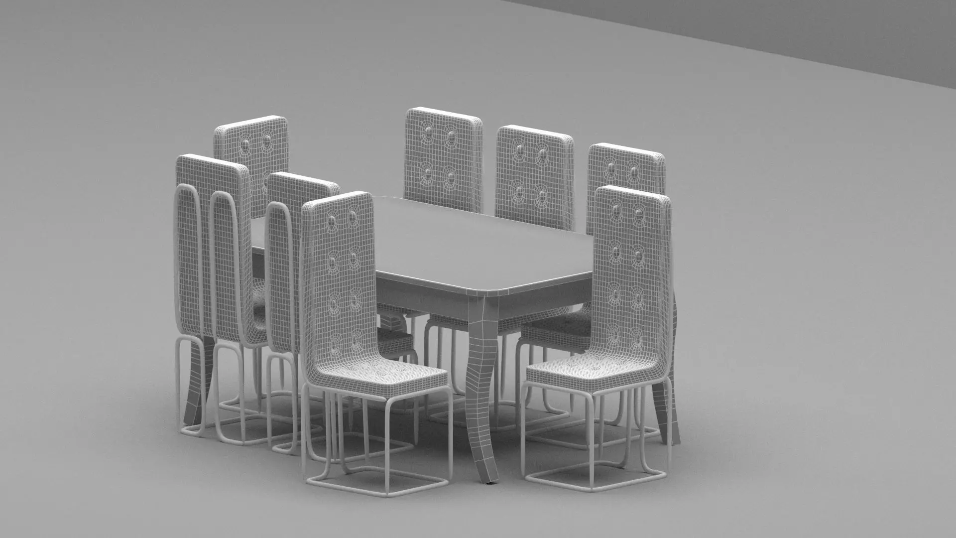 Modern Industrial Marble Dining Table Set with 8  Chairs 3D model_6