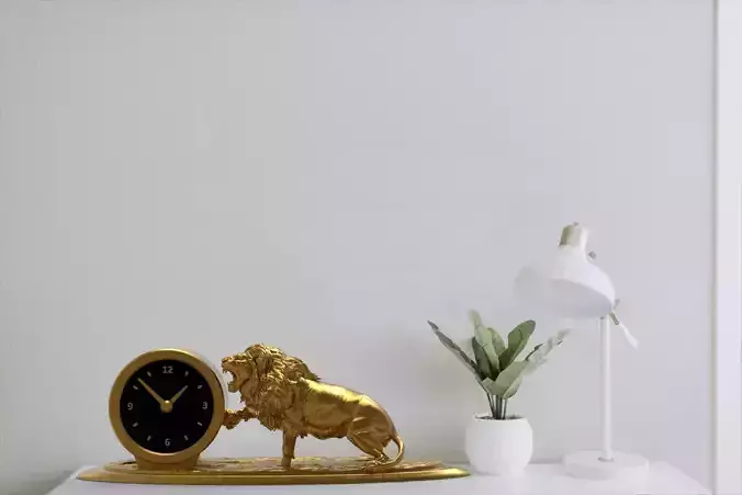 Lion desk clock