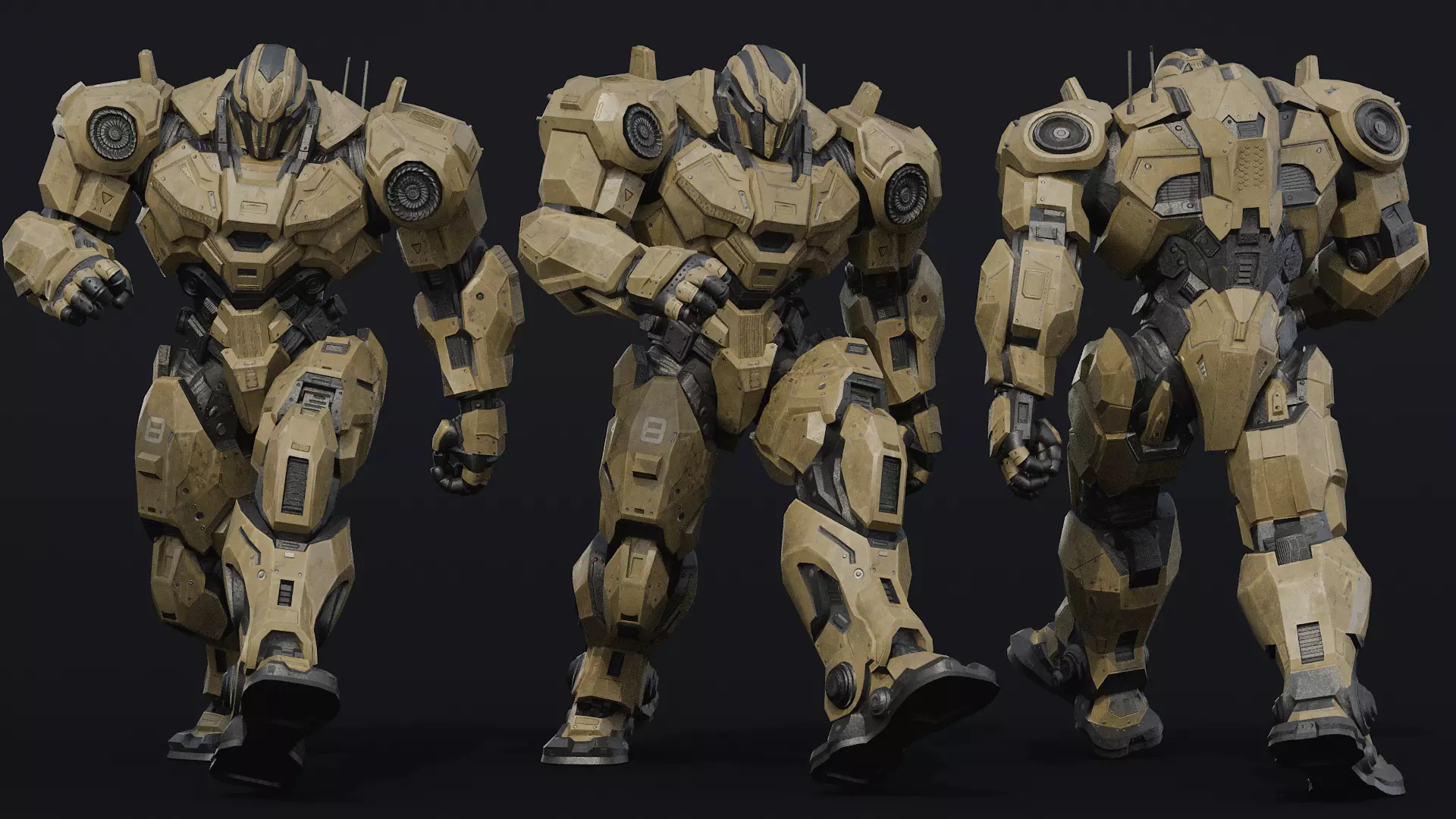 Military Robot Low-poly 3D model_4