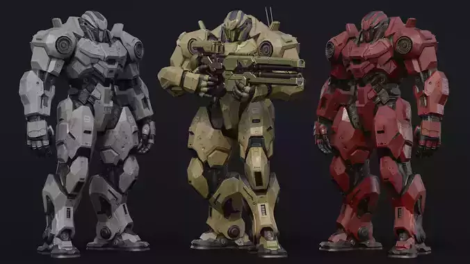 Military Robot Low-poly 3D model