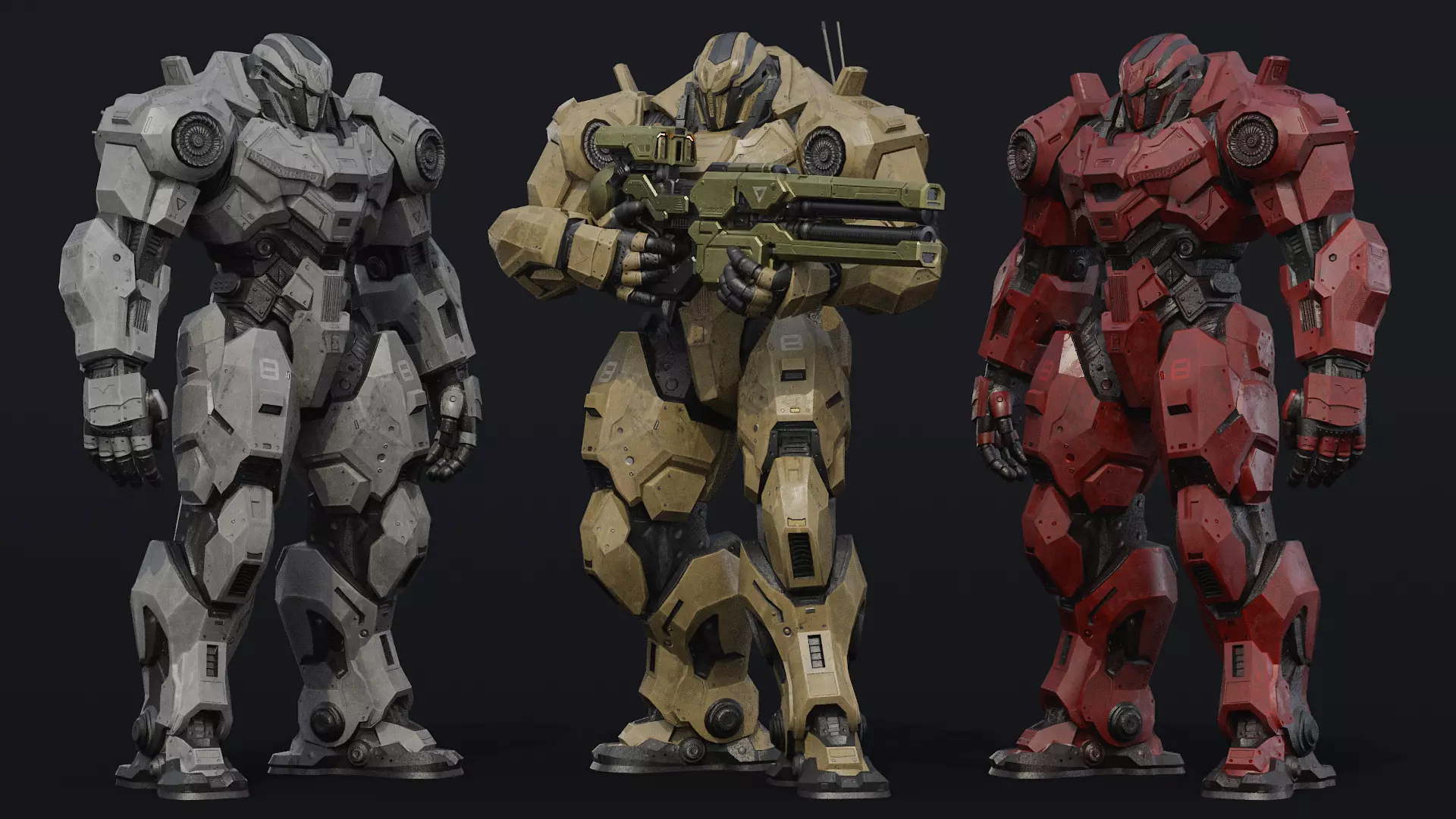 Military Robot Low-poly 3D model_0