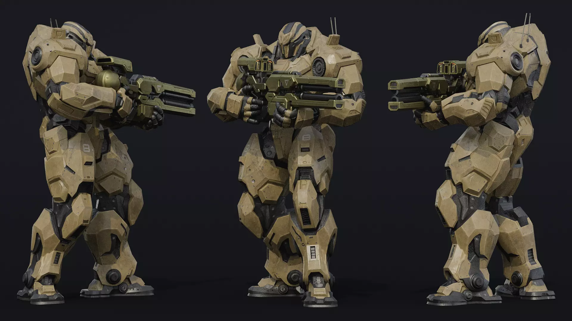 Military Robot Low-poly 3D model_10