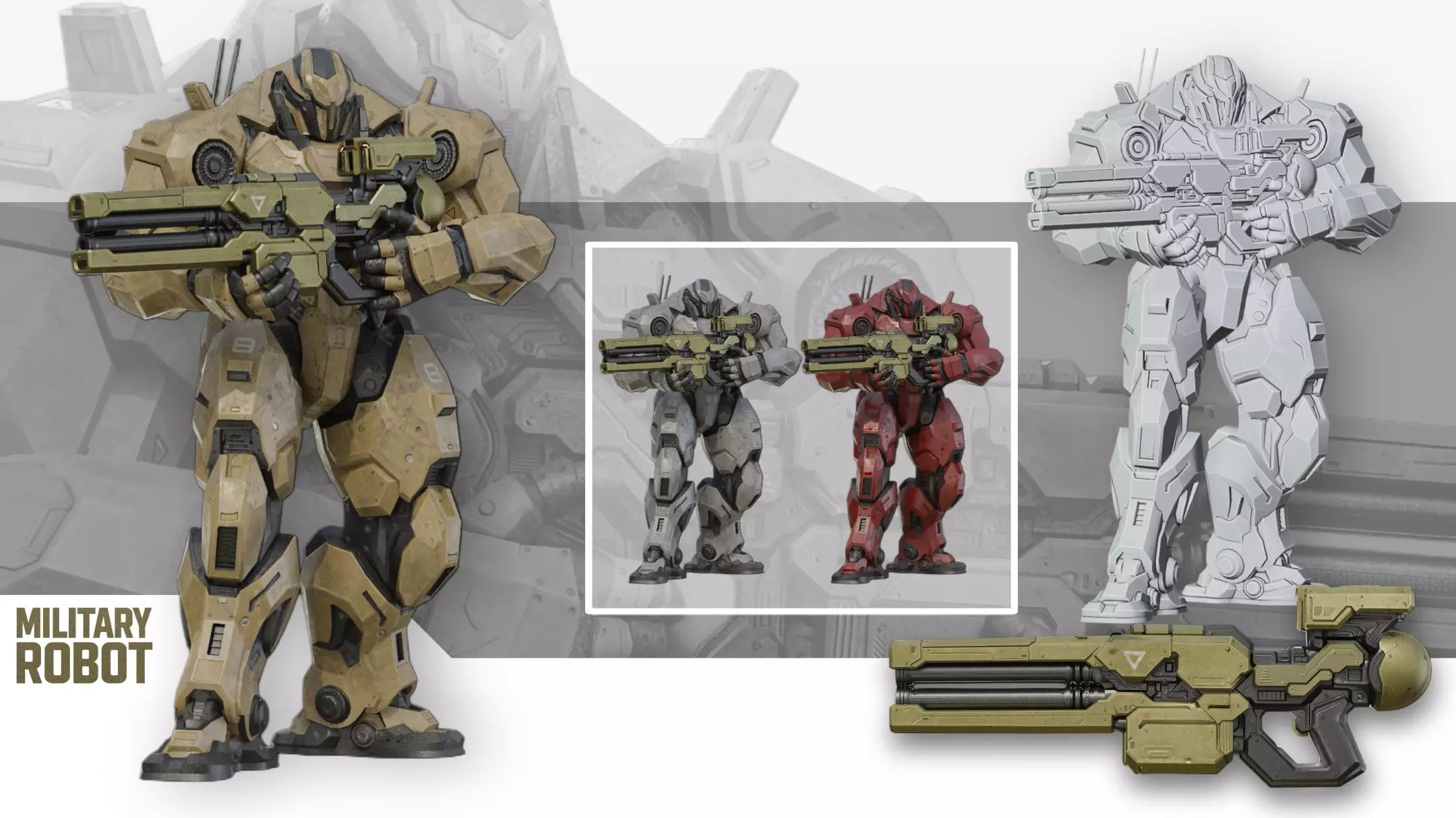 Military Robot Low-poly 3D model_2