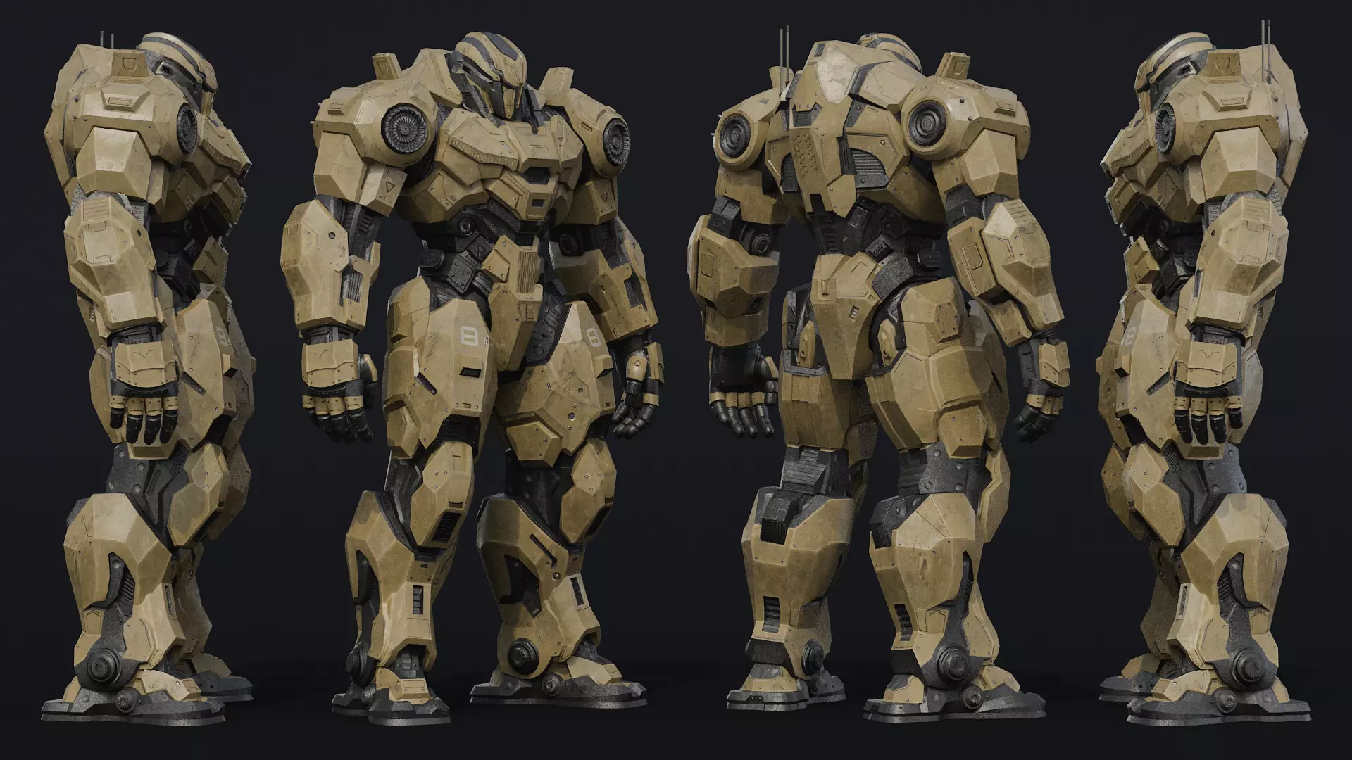 Military Robot Low-poly 3D model_1