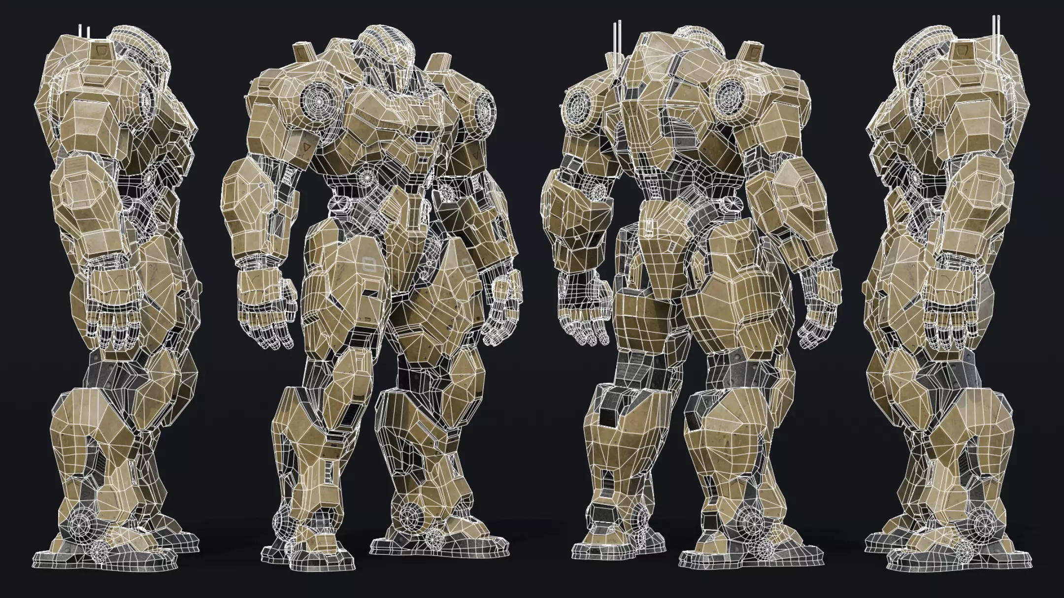 Military Robot Low-poly 3D model_5
