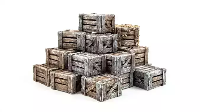 Pile Of Crates Perfect For Wargaming And 3D Print
