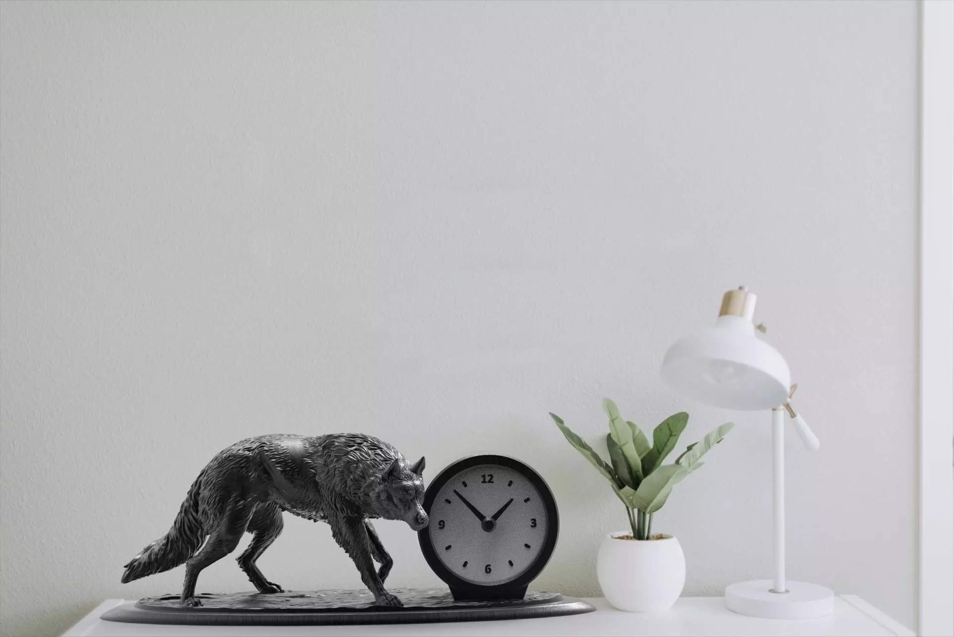 Wolf desk clock 3D print model_1