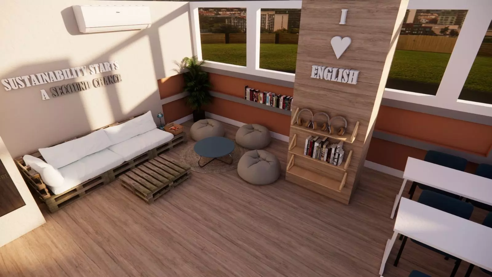 High quality 3D model of a modern English classroom Low-poly 3D model_9