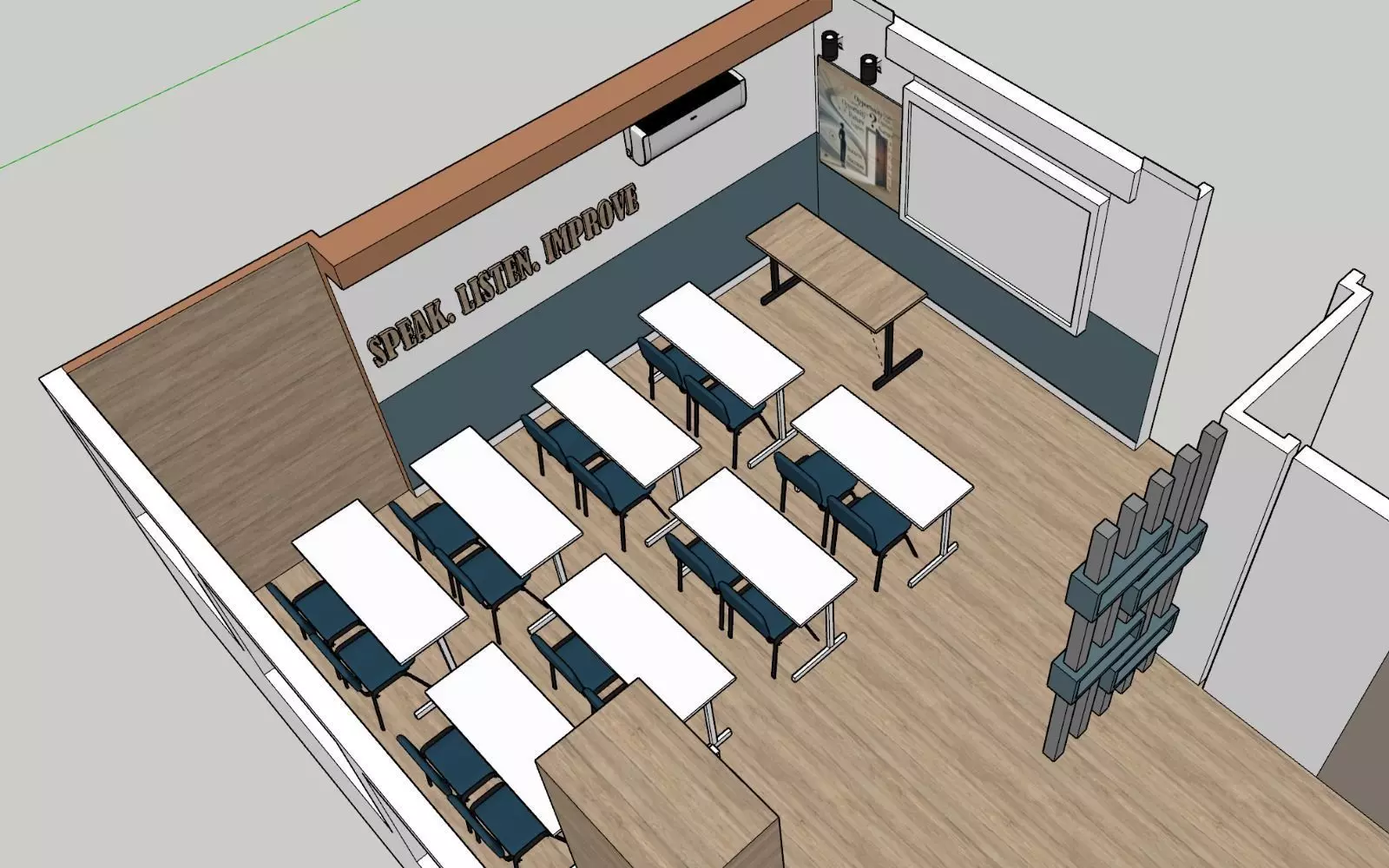 High quality 3D model of a modern English classroom Low-poly 3D model_7