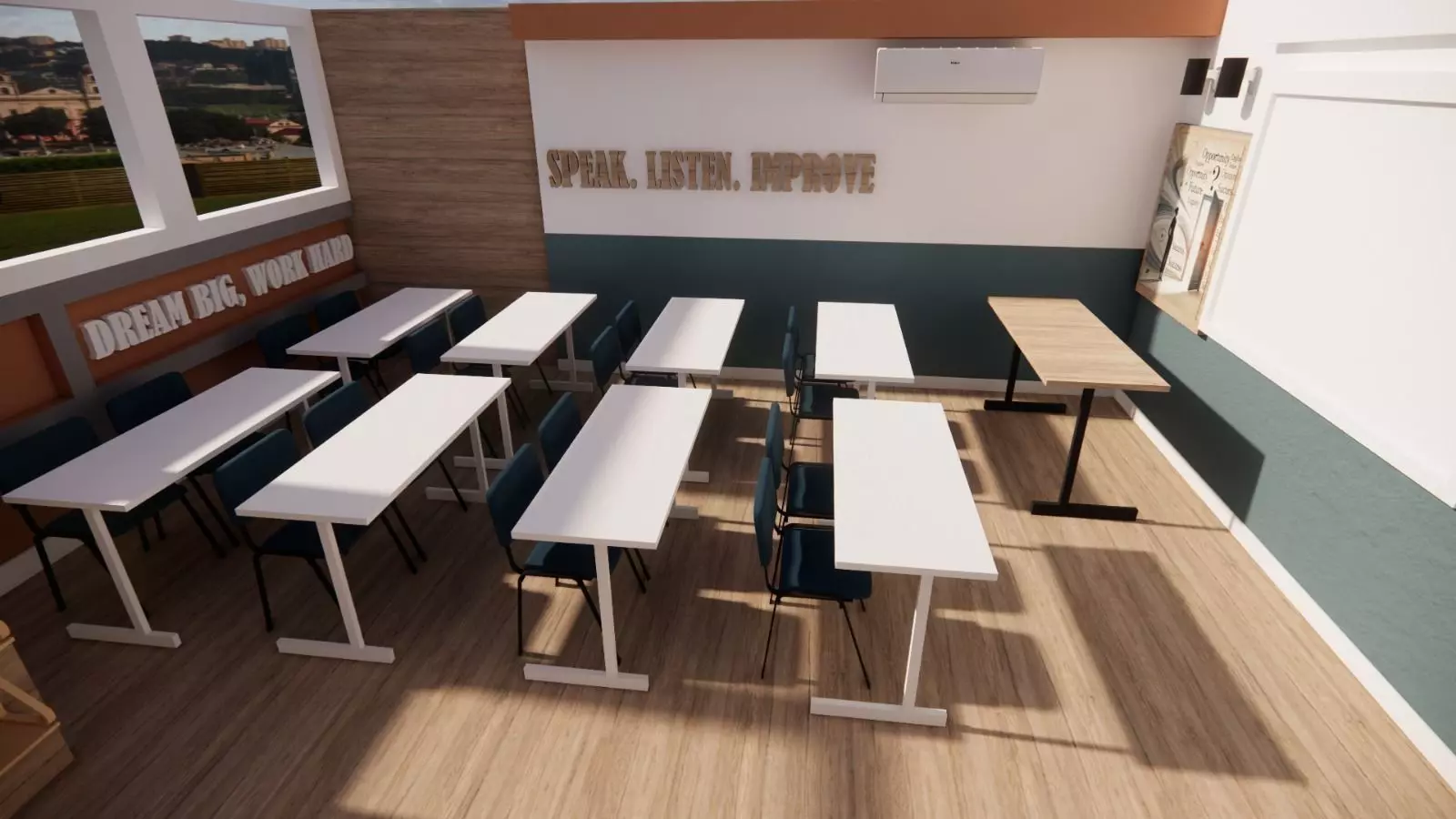 High quality 3D model of a modern English classroom Low-poly 3D model_6